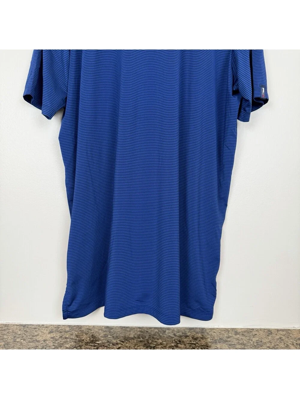 RLX Ralph Lauren Golf Polo Shirt Mens XL Blue Black Striped Performance Short